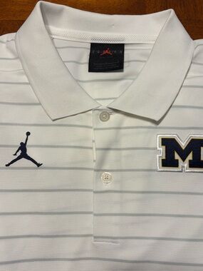 Jordan x Michigan Dri‑Fit Striped Polo Shirt Men’s Large
